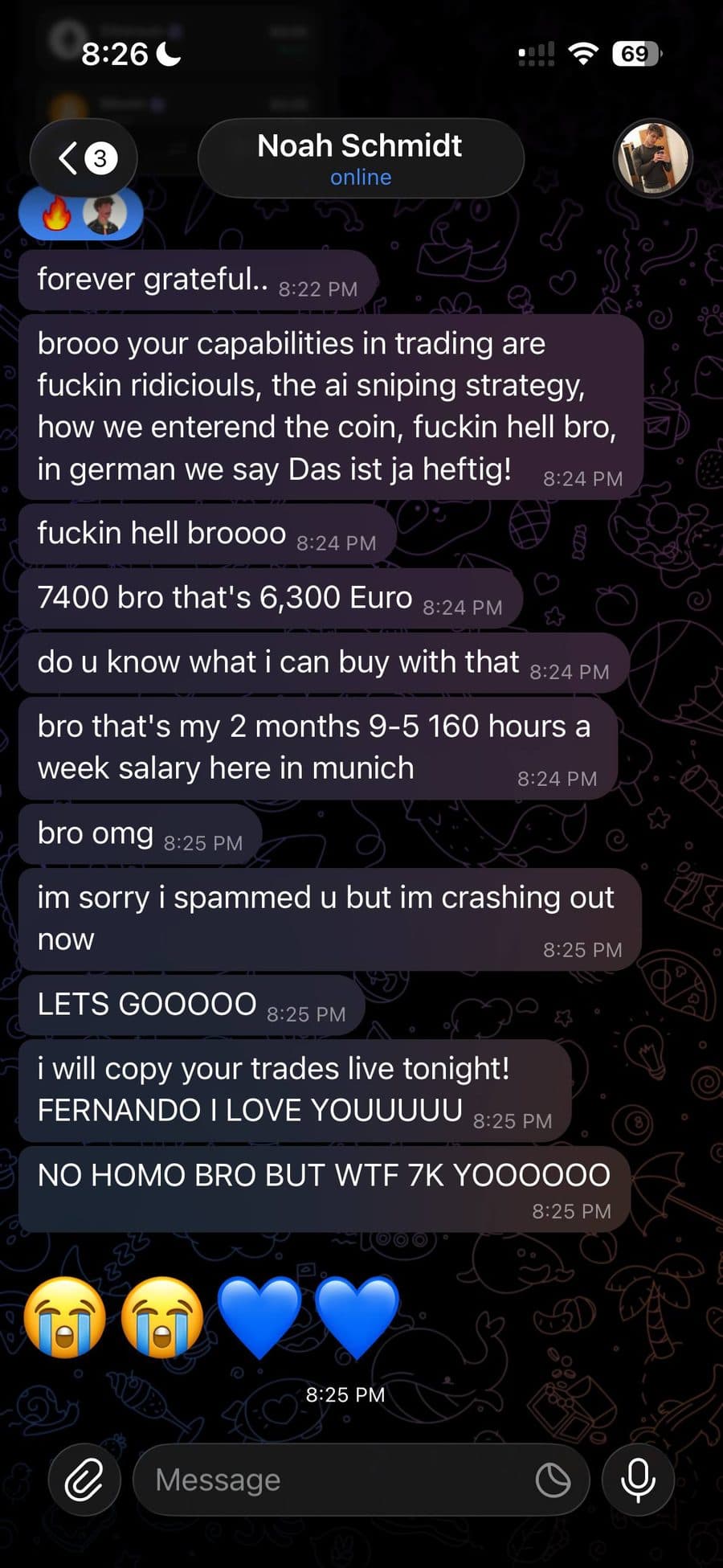 Community member screenshot reporting portfolio gains from following $LIZZY