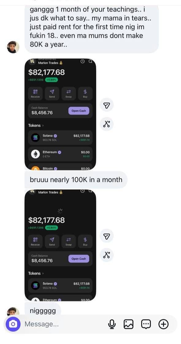 Community member screenshot reporting portfolio gains from following $LIZZY